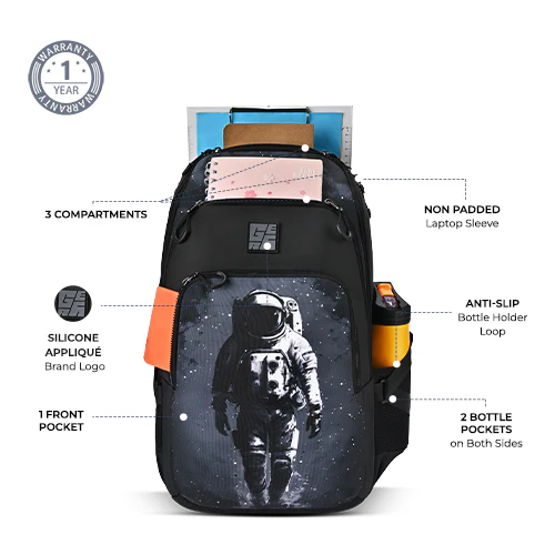 Art Astronaut Backpack 19 Inch (Black-Grey) - Image 3