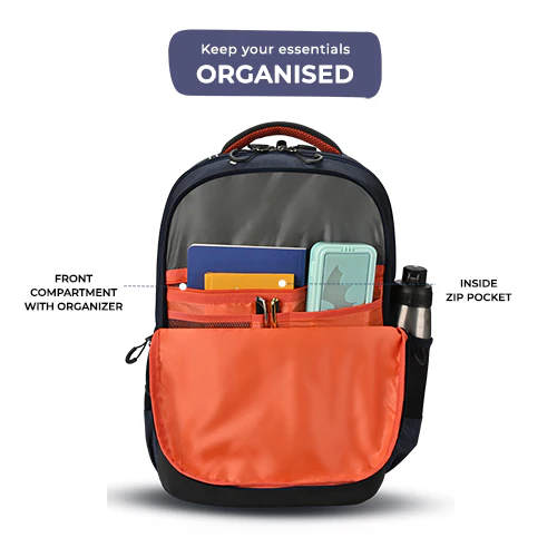 Astronomical Stamp Backpack 17 Inch (Navy-Orange) - Image 4