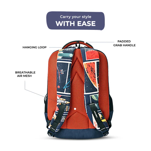 Astronomical Stamp Backpack 17 Inch (Navy-Orange) - Image 6