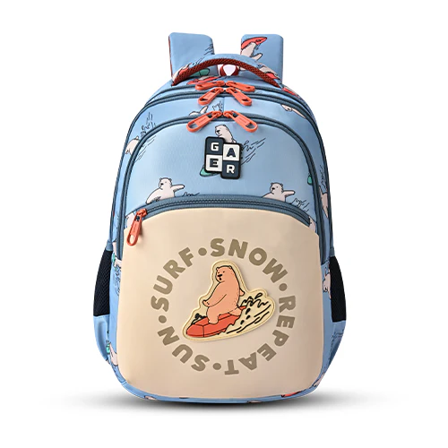 Bear Backpack 17 Inch (Sky Blue-Orange) - Image 3