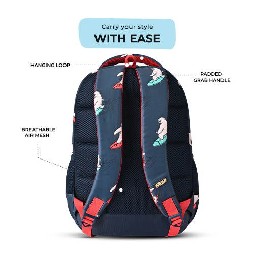 Bear Backpack 17 Inch (Navy-Red) - Image 6