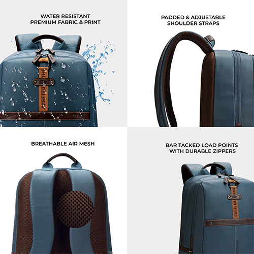 Gear Classic 4 19"/31L Anti Theft Faux Leather Medium Water Resistant Laptop Backpack/Casual Backpack/Daypack/Travel Backpack/College Bag For Men/Women(Teal-Brown) - Image 8