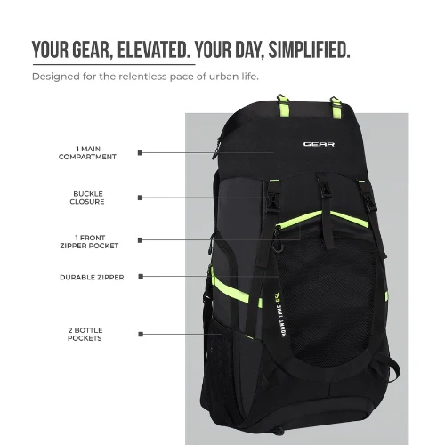 HIKER RUCKSACK 72L (BLACK-GREEN) - Image 6