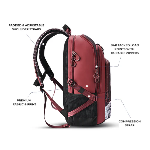 Cosmonaut Backpack 17 Inch (Maroon-White) - Image 4