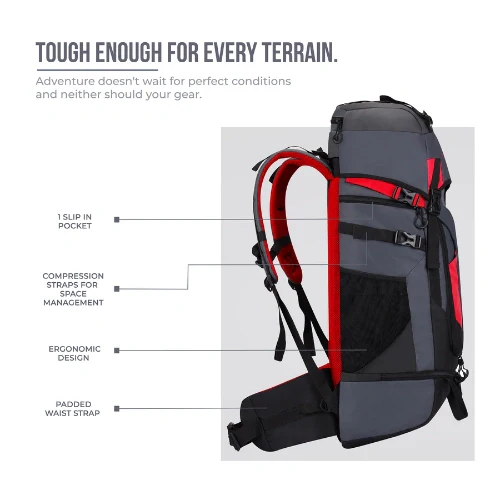 EXPLORE RUCKSACK 75L (GREY-RED) - Image 4