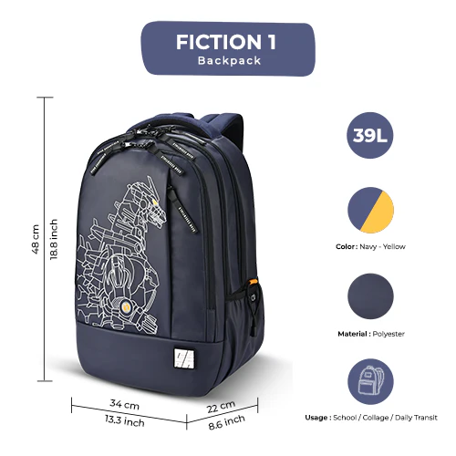 Fiction 1 Backpack 19 Inch (Navy-Yellow) - Image 3
