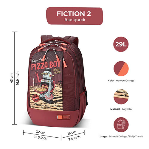 Fiction 2 Backpack 17 Inch (Maroon-Orange) - Image 3