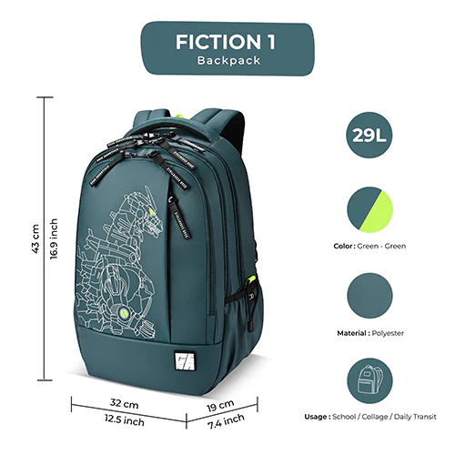 Fiction 1 Backpack 17 Inch (Green-Green) - Image 3