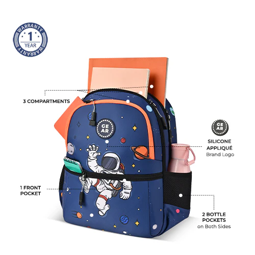 Floating Astronaut Backpack 15 Inch (Navy-Orange) - Image 4
