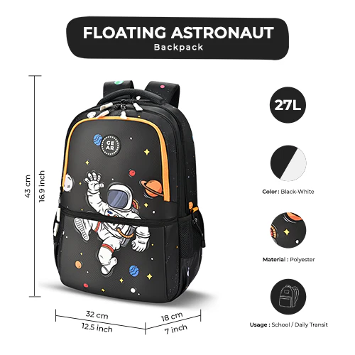 Floating Astronaut Backpack 17 Inch (Black-Yellow) - Image 2