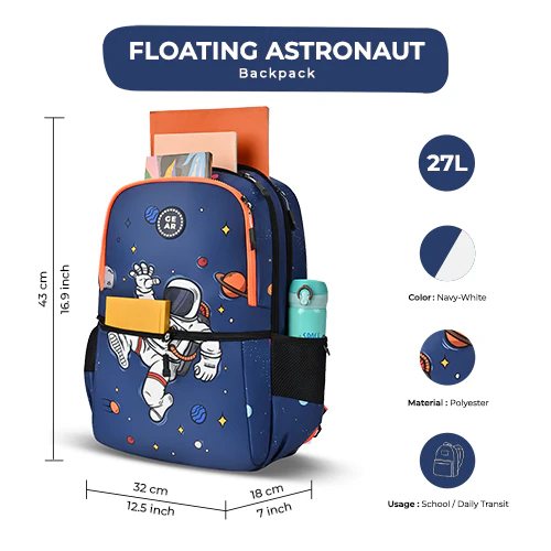 Floating Astronaut Backpack 17 Inch (Navy-Orange) - Image 2