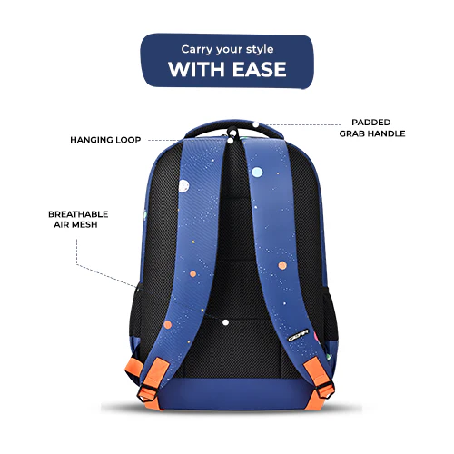 Floating Astronaut Backpack 17 Inch (Navy-Orange) - Image 7