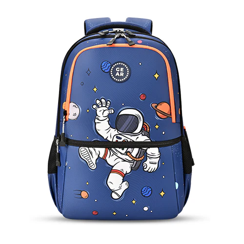 Floating Astronaut Backpack 19 Inch (Navy-Orange)
