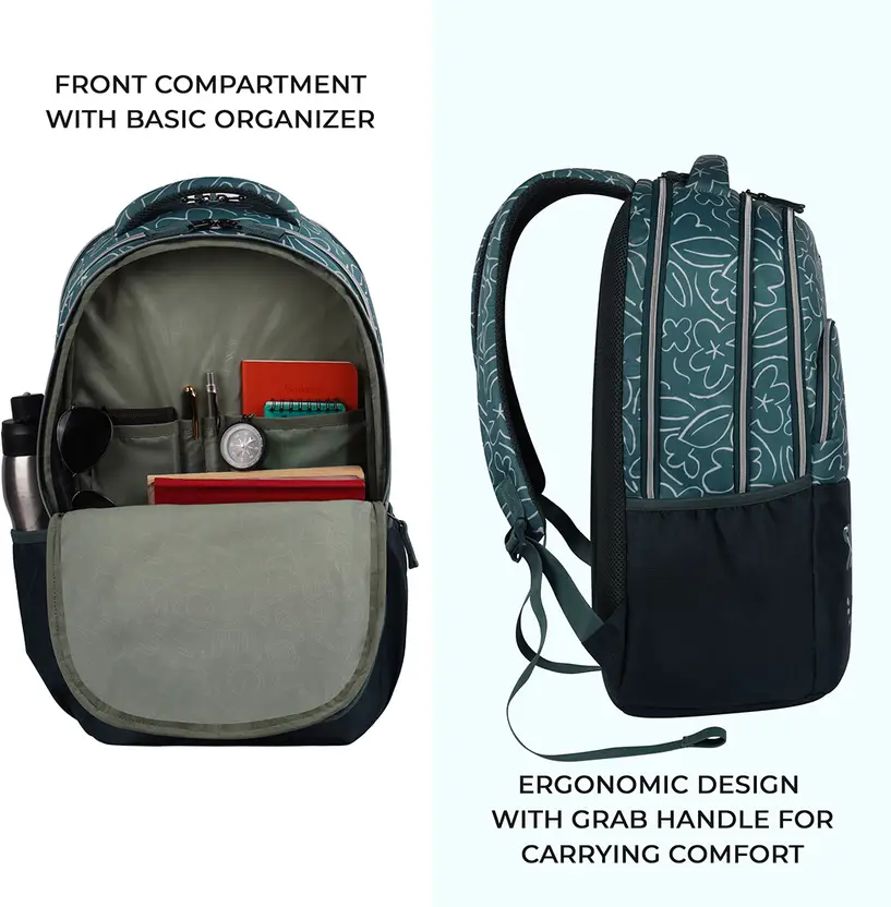 Flower Power Backpack 19″ Girls (Green Teal) - Image 9