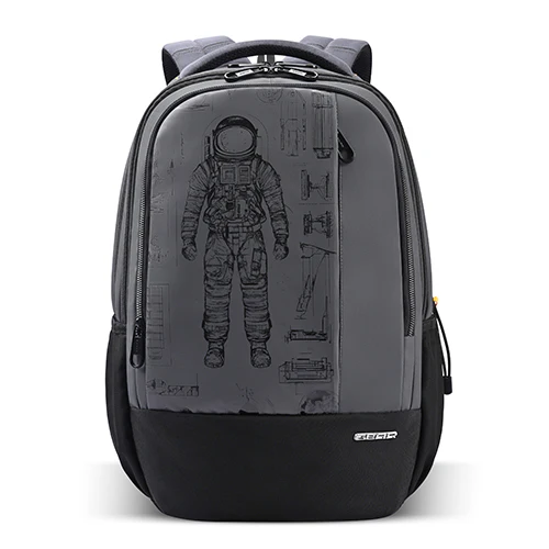 Gear Anatomy Space 19"/38L Large Water Resistant School Bag | Casual Backpack | Daypack | Travel Backpack | Kids Bag for Boys/Girls (Grey - Black)