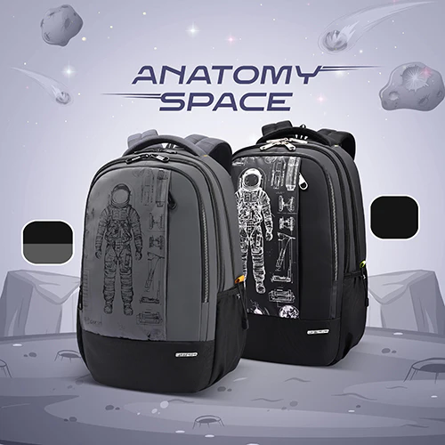 Gear Anatomy Space 19"/38L Large Water Resistant School Bag | Casual Backpack | Daypack | Travel Backpack | Kids Bag for Boys/Girls (Grey - Black) - Image 3