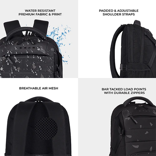 Gear Aspire 4 18"/31L Large Faux Leather Water Resistant Laptop backpack/Laptop backpack/Casual Backpack/Daypack/Travel Backpack/College Bag For Men/Women(Black-Grey) - Image 6