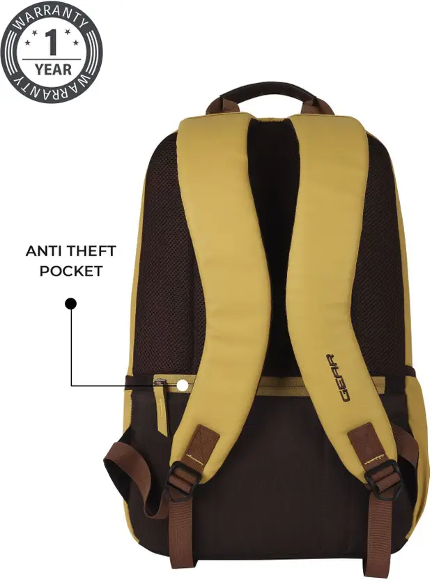 Gear Classic Anti Theft Faux Leather 31L (Yellow-Brown) - Image 3
