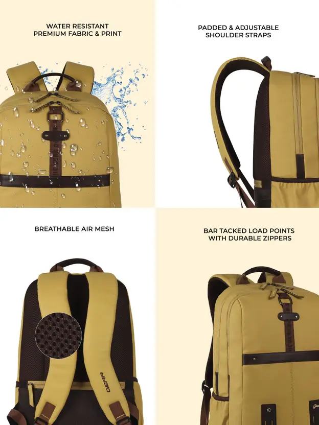 Gear Classic Anti Theft Faux Leather 31L (Yellow-Brown) - Image 5