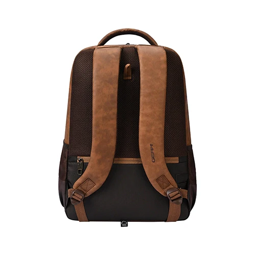 Gear Quantum 3 18"/29L Antitheft Large Faux Leather Water Resistant Laptop backpack with Raincover/Laptop backpack/Casual Backpack/Daypack/Travel Backpack/College Bag For Men/Women(Tan-Brown) - Image 4