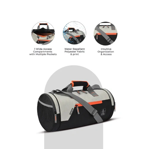 Gear Cross Training 22L Duffel Bag (Grey-Orange) - Image 3