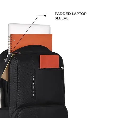 Gear Vintage 2 19"/31L anti theft faux leather Medium Water Resistant Laptop Backpack/Casual Backpack/Daypack/Travel Backpack/College Bag For Men/Women(Pitch Black - Black) - Image 5