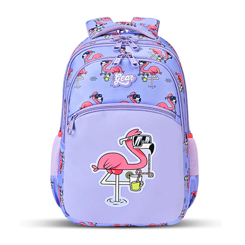 Gear Flamingo 17"/27L Large Water Resistant School Bag | Casual Backpack | Daypack | Travel Backpack | Kids Bag for Boys/Girls (Purple - Pink)