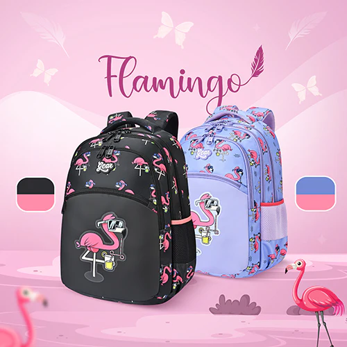 Gear Flamingo 17"/27L Large Water Resistant School Bag | Casual Backpack | Daypack | Travel Backpack | Kids Bag for Boys/Girls (Black - Pink) - Image 4