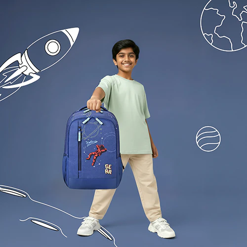Gear Lost In Space 17"/30L Large Water Resistant School Bag | Casual Backpack | Daypack | Travel Backpack | Kids Bag for Boys/Girls (Navy - Mint) - Image 2