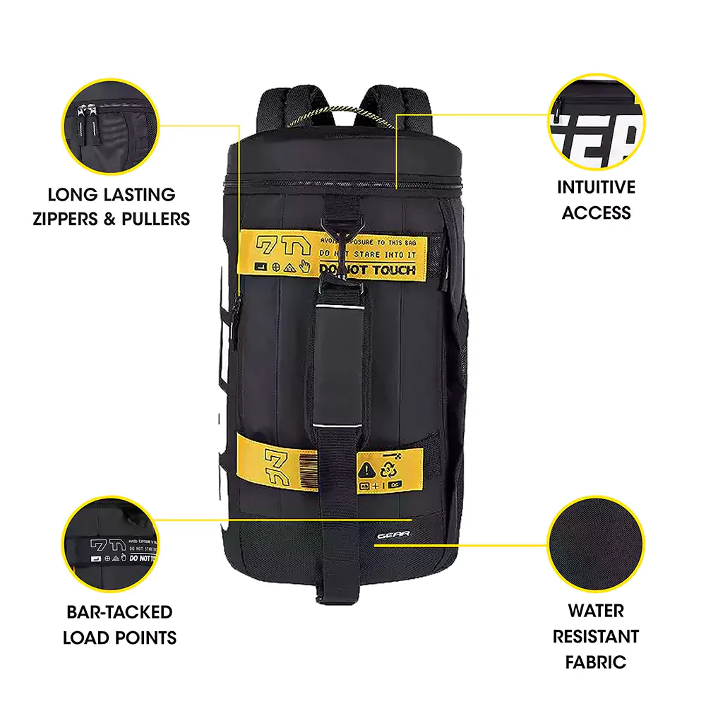 Gear Statement Maxis 34L Large Hybrid Convertible Duffle Backpack Black Yellow - Image 3