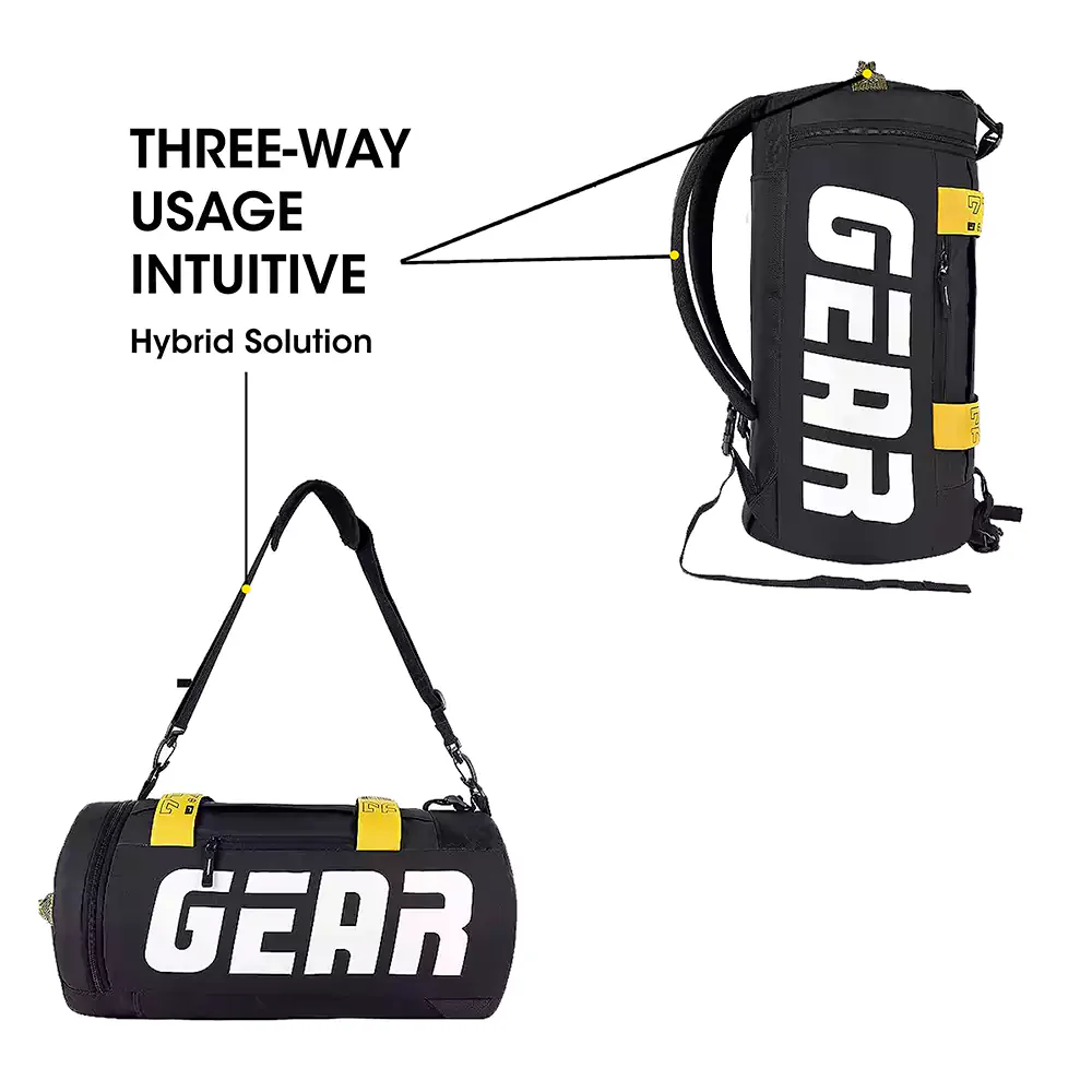 Gear Statement Maxis 34L Large Hybrid Convertible Duffle Backpack Black Yellow - Image 6