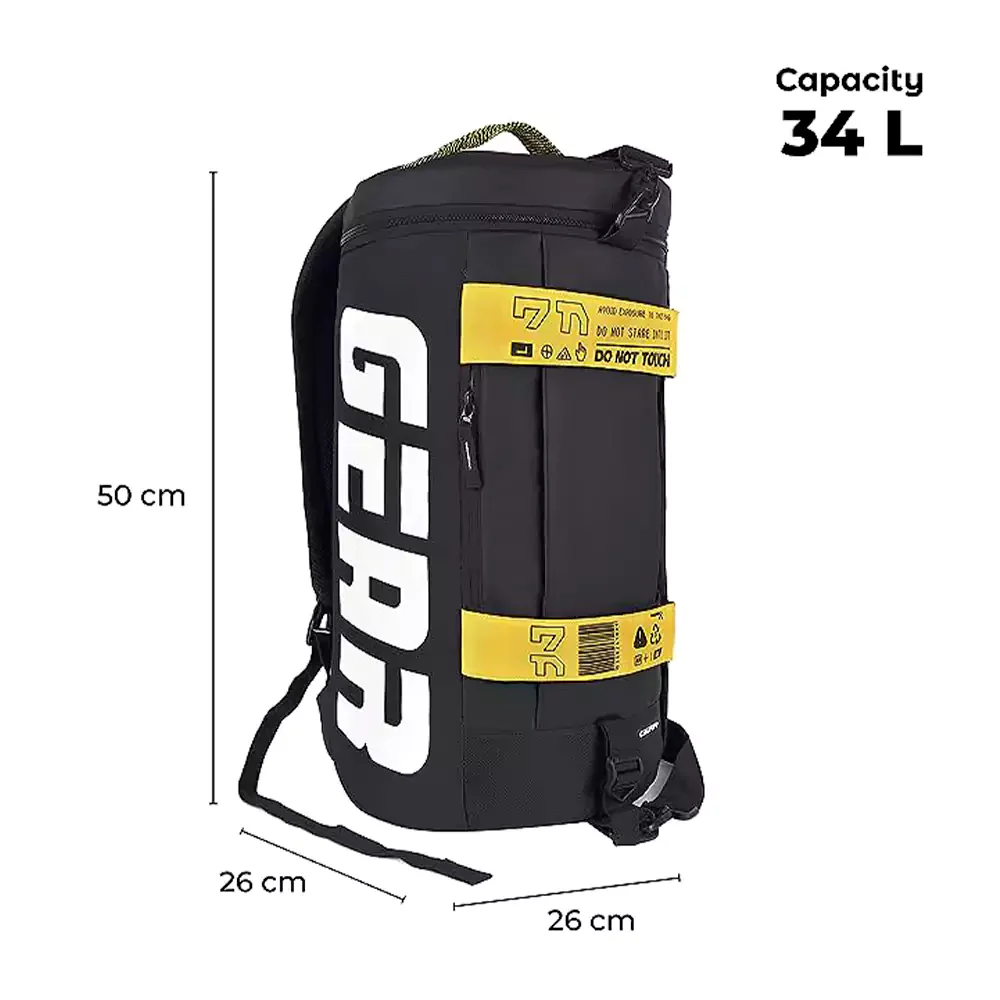 Gear Statement Maxis 34L Large Hybrid Convertible Duffle Backpack Black Yellow - Image 7