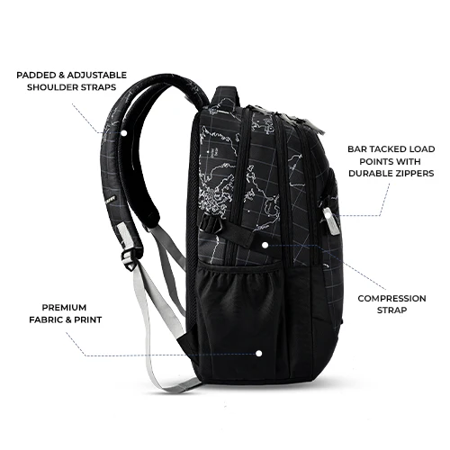 Globe Trotter Backpack 19 Inch (Black-Grey) - Image 7