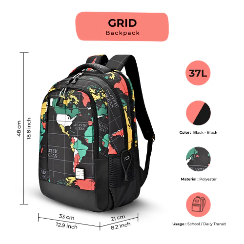 Grid Backpack 19 (Black-Black) (Copy) - Image 5