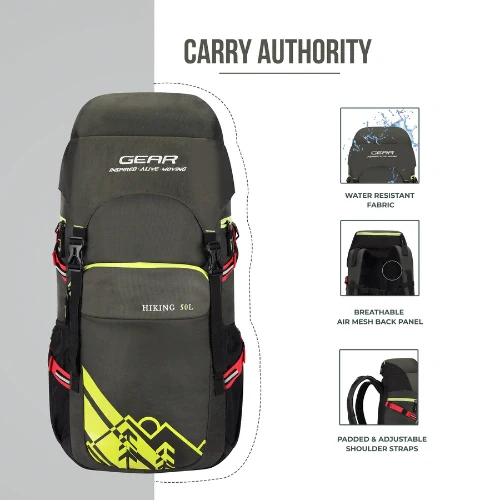 HIKING RUCKSACK 50L (OLIVE - BLACK) - Image 5