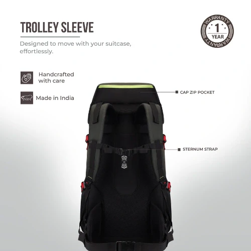 HIKING RUCKSACK 50L (OLIVE - BLACK) - Image 7
