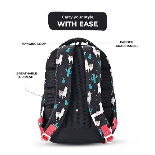 Llama Backpack 15 Inch (Black-Pink) - Image 5
