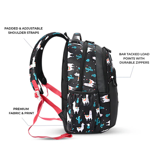 Llama Backpack 15 Inch (Black-Pink) - Image 6
