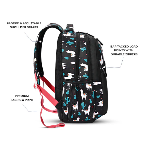 Llama Backpack 17 Inch (Black-Pink) - Image 3