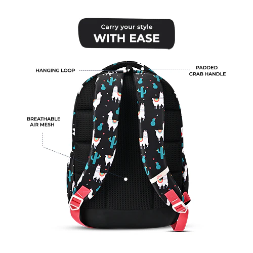 Llama Backpack 17 Inch (Black-Pink) - Image 7