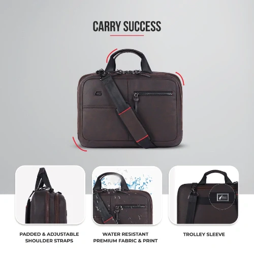 Professional leather laptop briefcase XL 16L (Brown) - Image 5