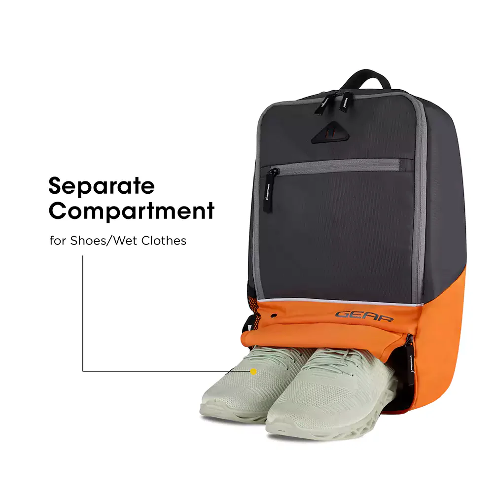 Suprior XL 17L Backpack with Shoe Pocket (Grey-Orange) - Image 5