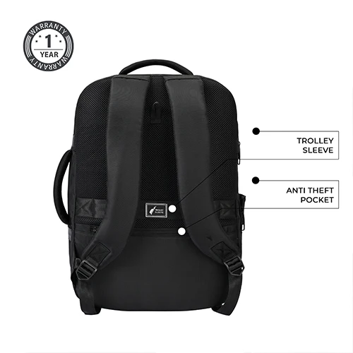 Gear Turbo 4 19"/40L Anti Theft Large Water Resistant Laptop Backpack with Raincover/Casual Backpack/Daypack/Travel Backpack/College Bag For Men/Women(Grey-Black) - Image 9