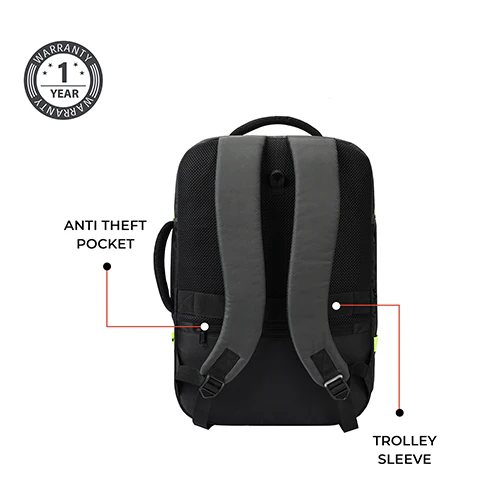 Turbo 3 anti theft faux leather with raincover 19"/40L (Black-Grey) - Image 9