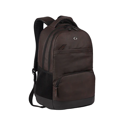 Gear Vintage 2 18"/28L Large Anti Theft Faux Leather Water Resitant Laptop Backpack/Office Bag/ Casual Bag/Travel Backpack for Men/Women (Brown - Black) - Image 2